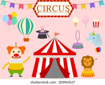 cute circus vector set