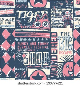Cute circus wallpaper, seamless pattern