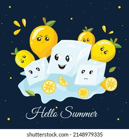 cute citrus cartoon illustration template card