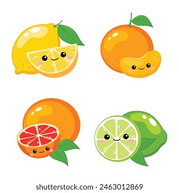 Cute citrus fruit clip art set