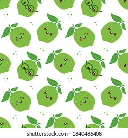 Cute citrus green lime characters and dots for food design isolated on white background.
