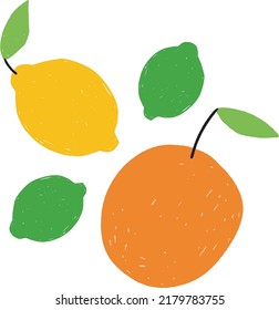 Cute Citrus Modern Vector Art