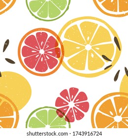 Cute Citrus Seamless Pattern Lemon Orange Stock Vector (Royalty Free ...