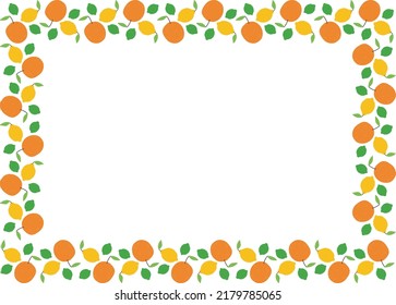 Cute Citrus Vector Frame or Border