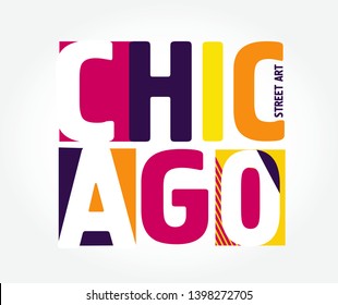 Cute city lettering label art poster banner print - Chicago