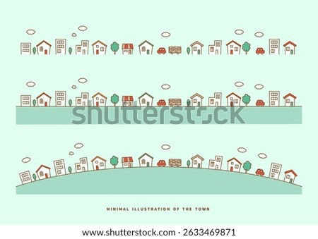 Cute cityscape illustrations , set of curved and straight lines