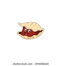 Cute Clam Cartoon Isolated On White Background