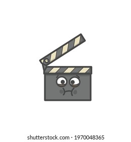 Cute Clapperboard Character Flat Cartoon Vector Template Design Illustration