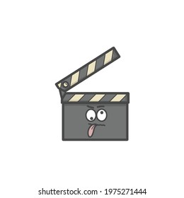 Cute Clapperboard Character Flat Cartoon Vector Template Design Illustration