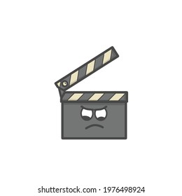 Cute Clapperboard Character Flat Cartoon Vector Template Design Illustration