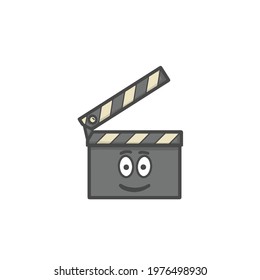 Cute Clapperboard Character Flat Cartoon Vector Template Design Illustration