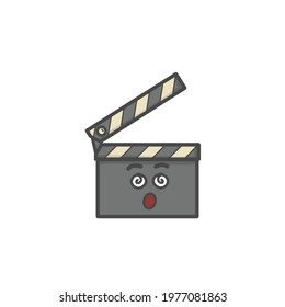 Cute Clapperboard Character Flat Cartoon Vector Template Design Illustration