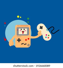 cute classic game console cartoon vector illustration
