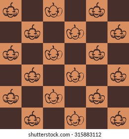 cute and classic halloween pumpkin with checker strip seamless pattern for background