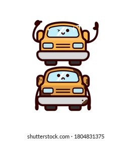 Cute clean and dirty car design illustration icon