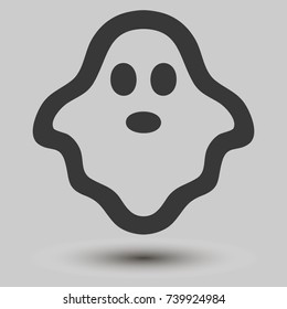 cute clean grey ghost logo icon