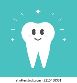 Cute clean tooth character White tooth vector illustration happy. Tooth logo smile
