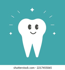 Cute clean tooth character White tooth vector illustration happy