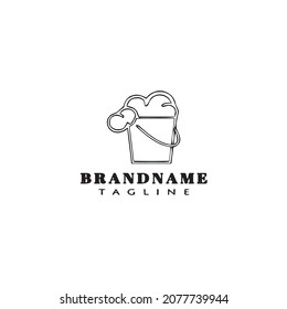 cute cleaning bucket logo cartoon design template icon black modern isolated vector illustration