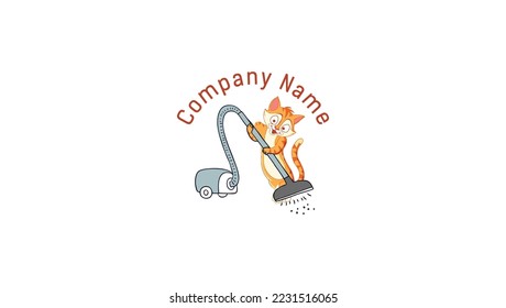 Logotipo de ilustraciones de gatos de limpieza por corte