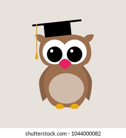 cute and clever owl with graduation cap