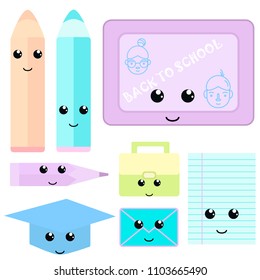 Cute clip art vector set. Back to school.