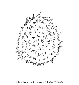 Cute Clipart Hedgehog Black And White Illustration In Cartoon Style. Cartoon Clip Art Hedgehog For Coloring Page. Vector Illustration Of A Forest Animal For Stickers, Baby Shower, Prints For Clothes 