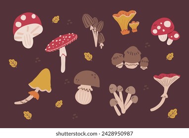 Cute Clipart Mushroom Sticker Doodle Illustration Pattern