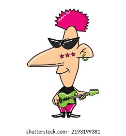 cute clipart of rocker star on cartoon version,vector illustration