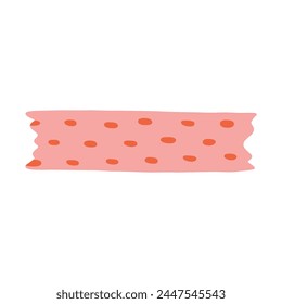 Cute clipart of washi tape stripe with horizontal dots pattern. Adhesive tape with simple colorful ornament. Aesthetic decorative scotch tape with ragged edges for scrapbook, planner, notebook, craft