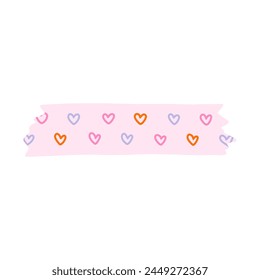 Joli art clip de bande lavi avec motif cardiaque. Bande adhésive avec ornement coloré. Bouton de scotch esthétique décoratif avec des bords arrondis pour le scrapbook, le planner, le bloc-notes, l'artisanat