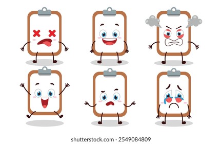 cute clipboard with many expressions design illustration