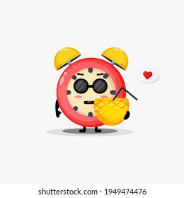 Cute clock alarm brings pineapple juice