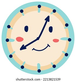 cute clock, alarm clock in flat style