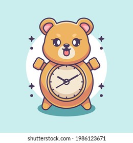 Cute clock bear cartoon design