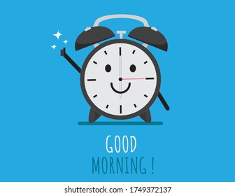 Cute Clock Cartoon Character Say Good Morning Illustration