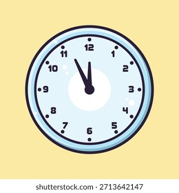 Ilustración linda de la historieta del reloj para el tiempo, la cuenta regresiva y el concepto del año Nuevo