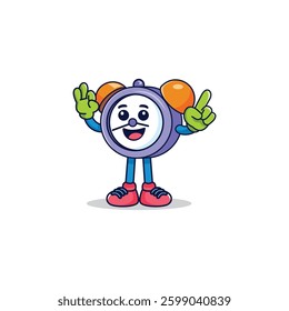 Cute clock character mascot illustration