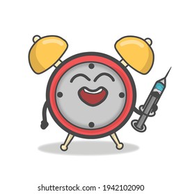 Cute clock character vector template design illustration