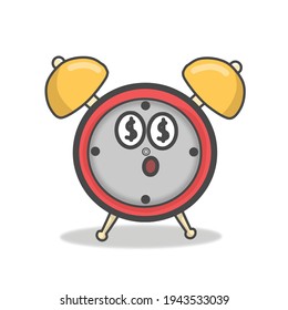Cute clock character vector template design illustration