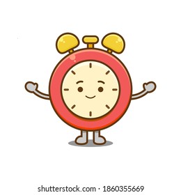 Cute Clock with expression. Vector cartoon character illustration icon design. Isolated on white background.