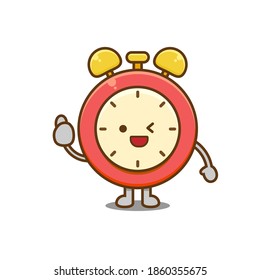 Cute Clock with expression. Vector cartoon character illustration icon design. Isolated on white background.