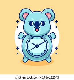 Cute clock koala cartoon design