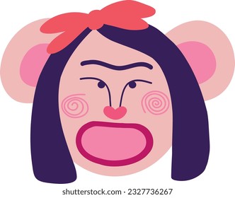 Cute clockwork monkey face. Funny avatar character