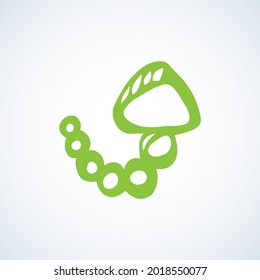 Cute close up nature signpost white backdrop. Freehand light green ink hand drawn way logotype emblem insignia sketchy clip art modern contour scribble graph print style brush paper label text space