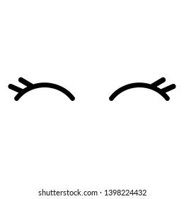 Cute closed eyes. Vector icon.