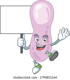 Cute clostridium botulinum mascot design smiley with rise up a board. Vector illustration