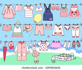 cute clothes drying on washing line