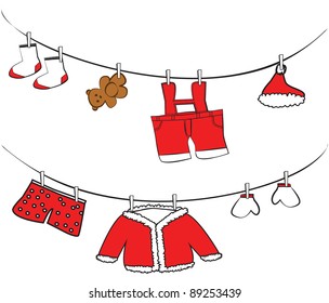 Cute clothes hanging vector