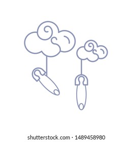 cute clothespin hook hanging in clouds
